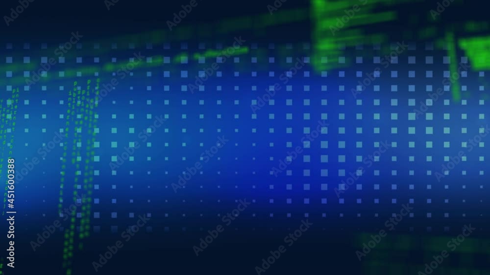 Animation of data processing over squares in background Animation of data processing over squares in background