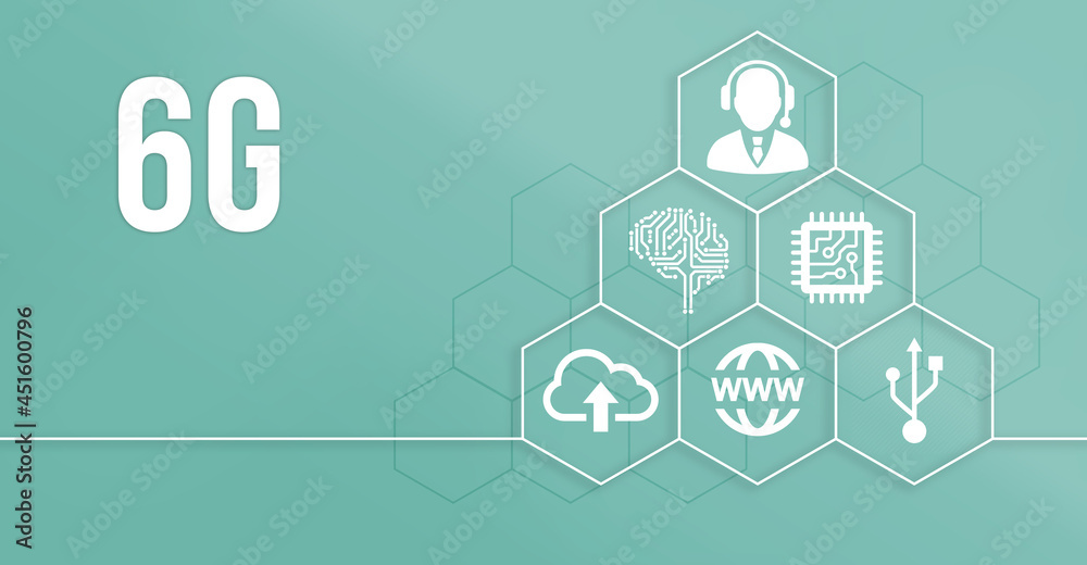 Obraz premium Internet, business, Technology and network concept. The concept of 6G network, high-speed mobile Internet, new generation networks.