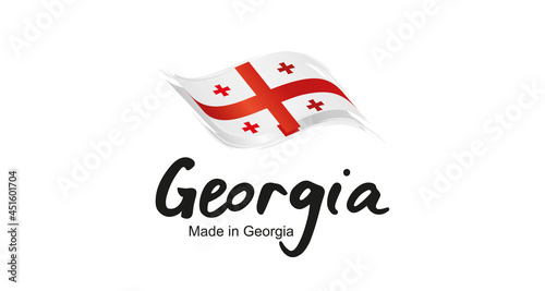 Made in Georgia handwritten flag ribbon typography lettering logo label banner