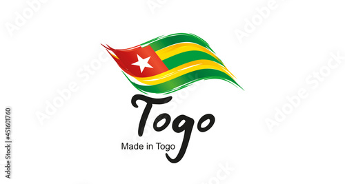 Made in Togo handwritten flag ribbon typography lettering logo label banner