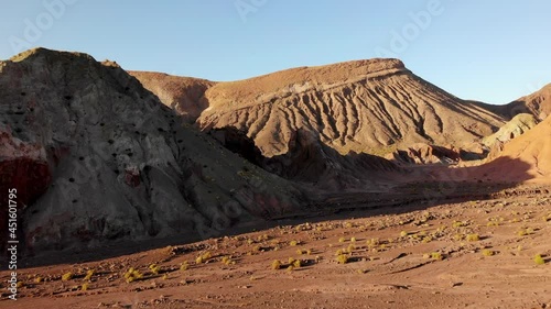 Aerial view of Stone formation in Rainbow valley ,Valle del Arcoiris, at the Atacama desert, Chile.