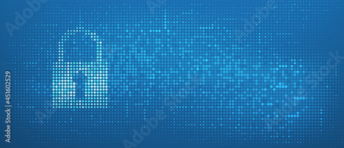 internet digital security technology concept for business background. Lock on circuit board