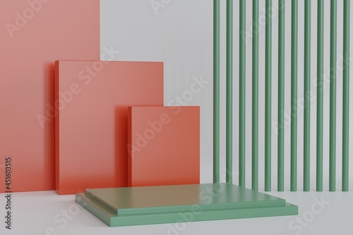 Fototapeta Naklejka Na Ścianę i Meble -  Geometric Shape Podium For Product Presentation on Minimal background.3D minimal concept design illustration