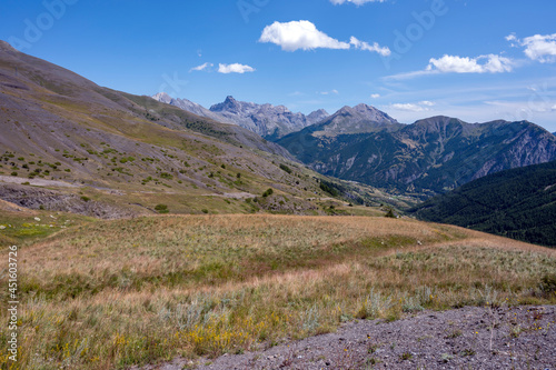 Paysage de montagne en été dans les alpes du sud de la France dans le col de Vars du côté des Alpes-de-Haute-Provence
