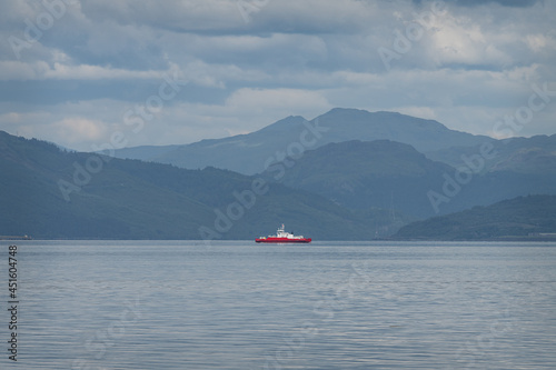 The Gourock to Dunoon Ferry against the hills of Argyll in Scotland  photo