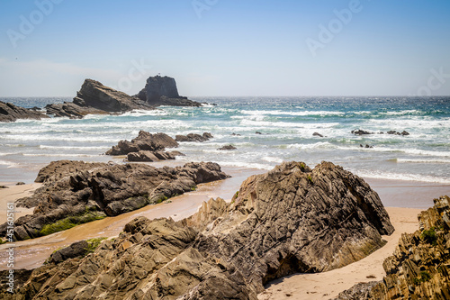 Zambujeira Do Mar beach, Vincentina Coast Natural Park, Alentejo, Portugal photo