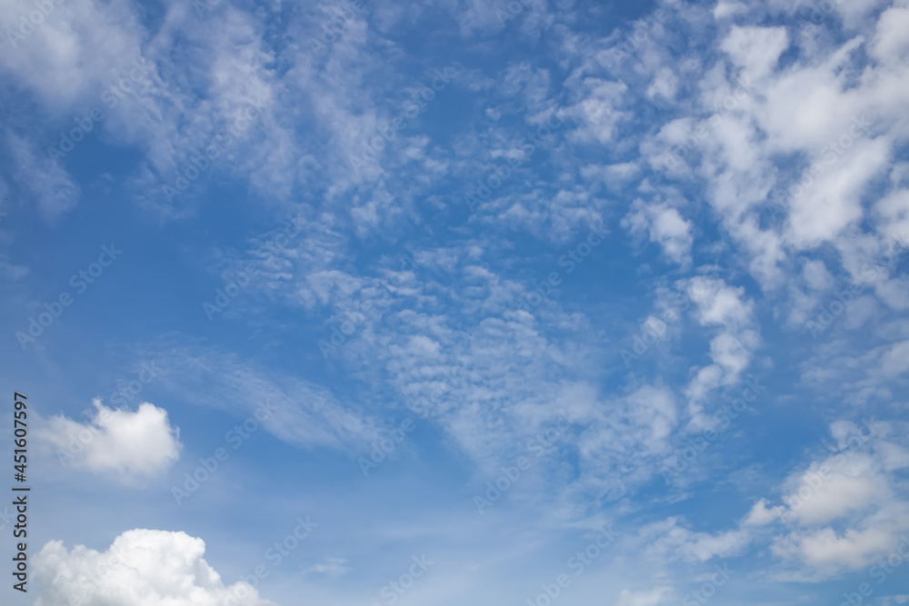 The background image of a beautiful blue sky with some white clouds in the daytime.