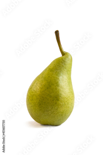 Ripe green and yellow pear isolated on white background