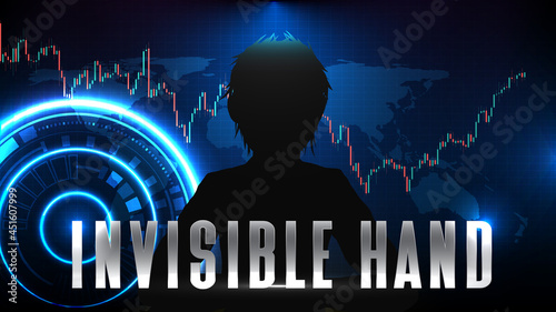 abstract futuristic technology background of invisible hand stock market