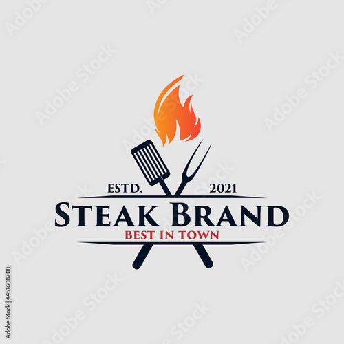 barbecue grill logo Premium Vector