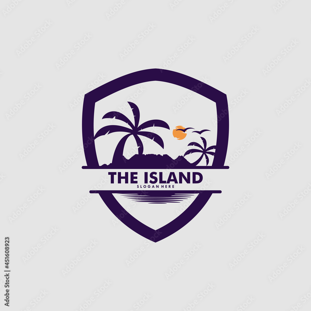 Naklejka premium island logo design vector template Premium Vector