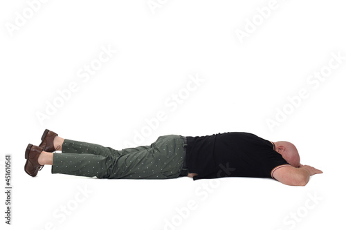 Obraz na plátně man lying on face down on white background