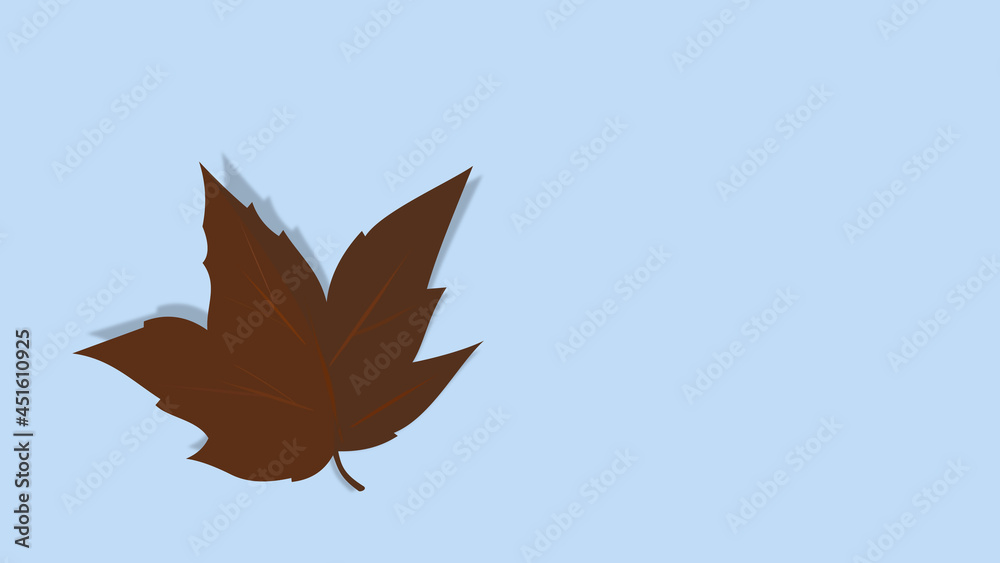 Fototapeta premium Dried brown leaf, characteristic of the time. AUTUMN AESTHETIC IMAGE. Typical fall season atmosphere. Digital ILLUSTRATION art ideas. Isolated element, cool style wallpaper. Foliage looks dry.