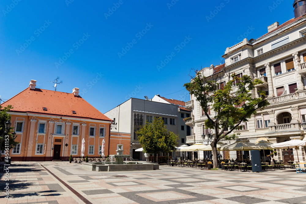 Novi Sad square and architecture street view, Serbia