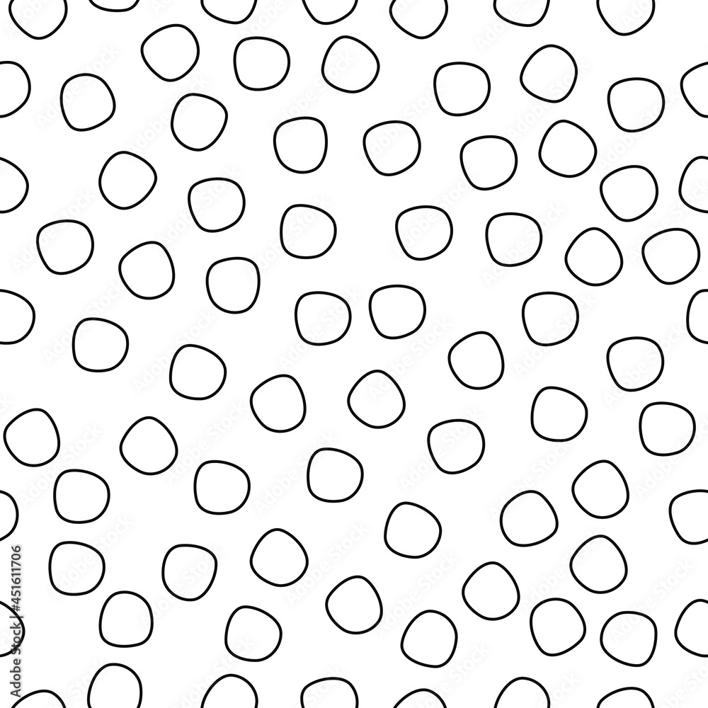 Simple black rings. Vector repeated shapes pattern.