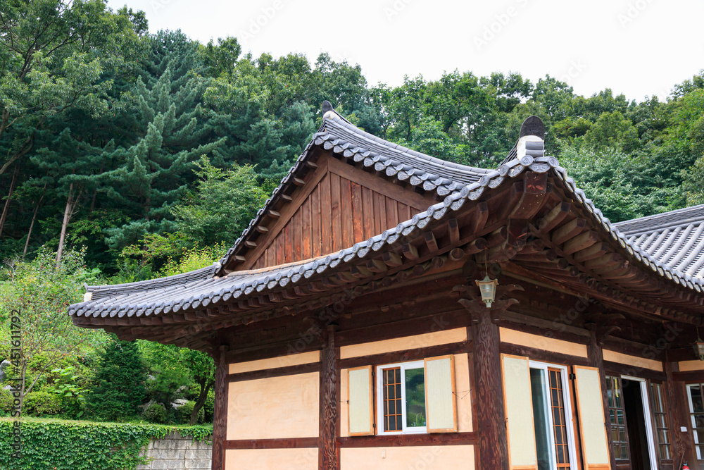 Traditional Korean style architecture at Hanok Village. Traditional Korean house. Traditional Korean style architecture at Hanok Village. Traditional Korean house.