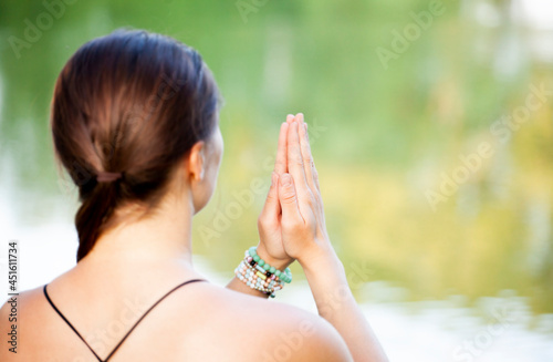 image of woman hands yoga photo