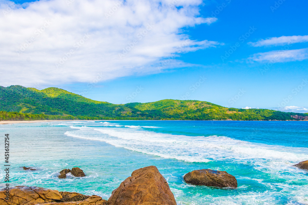 Praia Lopes Mendes beach on tropical island Ilha Grande Brazil. Praia Lopes Mendes beach on tropical island Ilha Grande Brazil.