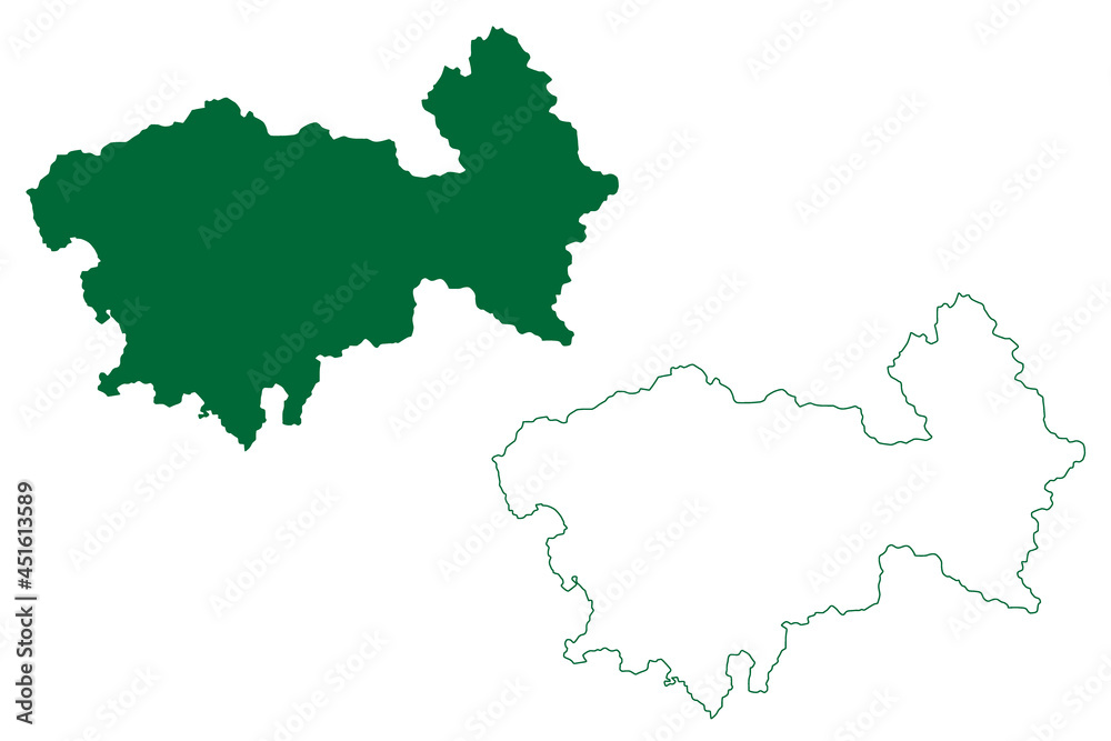 Uttarkashi district (Uttarakhand or Uttaranchal State, Republic of India) map vector illustration, scribble sketch Uttarkashi map