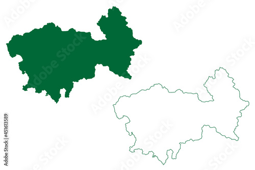 Uttarkashi district  Uttarakhand or Uttaranchal State  Republic of India  map vector illustration  scribble sketch Uttarkashi map
