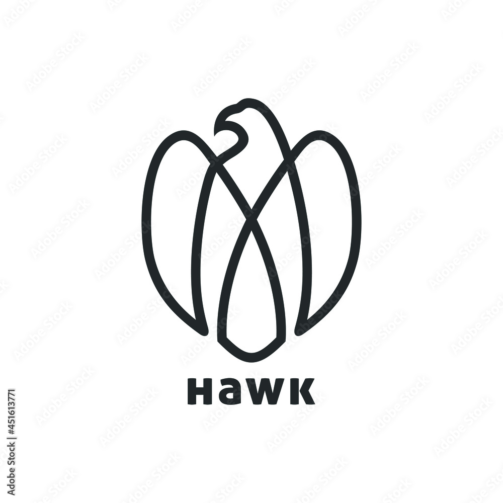 Obraz premium Eagle or Hawk line art logo vector.
