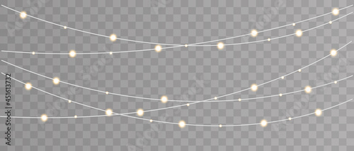 Realistic Christmas garland on a transparent background. Vector