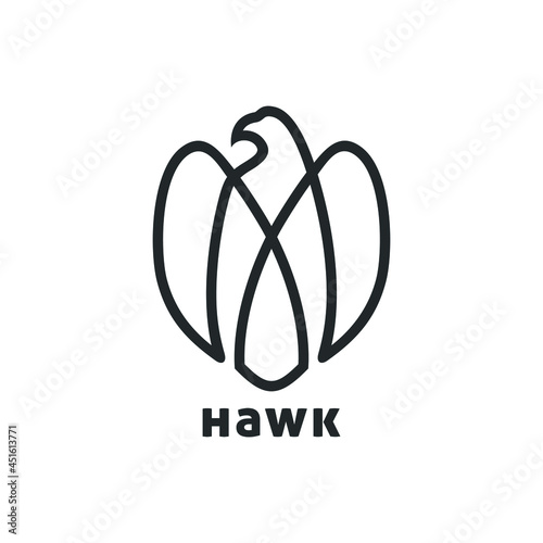 Eagle or Hawk line art logo vector.
