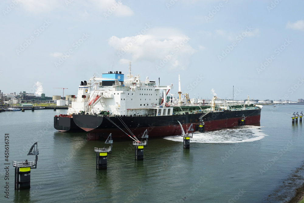 A tanker in the harbor of Europort in Rotterdam