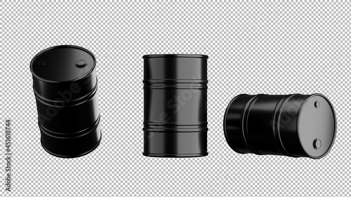 black oil barrel on transparent background,clipping path photo