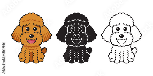 Vector cartoon set of poodle dog for design.