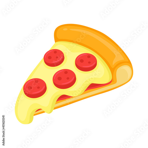 Pizza Slice Sign Emoji Icon Illustration. Fast Food Vector Symbol Emoticon Design Clip Art Sign Comic Style.