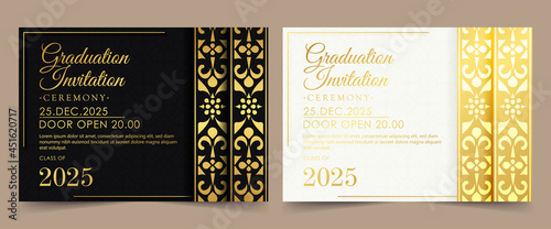 Elegant graduation invitation template with ornament photo