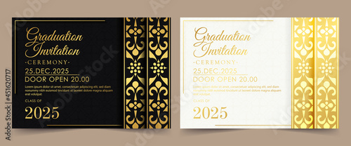 Elegant graduation invitation template with ornament