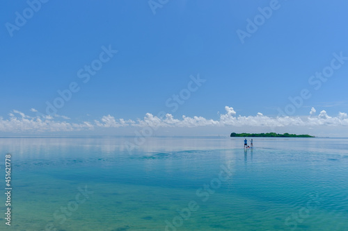 The perfect aquamarine shallow waters of the florida keys are a perfect vacation spot for their calm clear and shallow waters