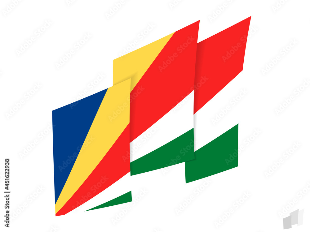 Seychelles flag in an abstract ripped design. Modern design of the Seychelles flag. Seychelles flag in an abstract ripped design. Modern design of the Seychelles flag.
