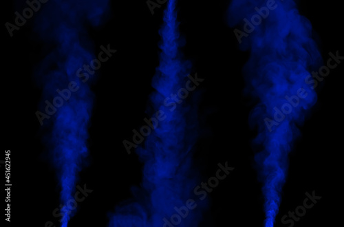 blue steam smoke spray isolated black background