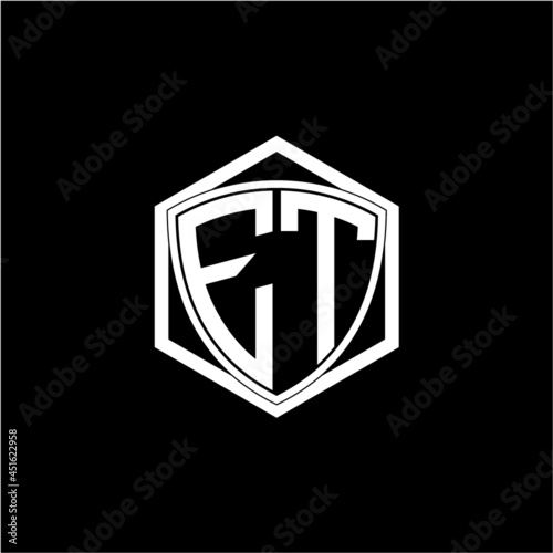 Free Download initial letter E T shield with hexagon frame - GFXLoad
