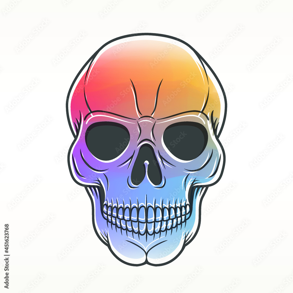 Fototapeta premium Watercolor Soft Skull Head Skeleton Icon Vector Illustration Design Artistic Paint Texture Symbol Hand Drawn. 