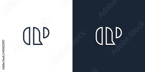 Abstract line art initial letters QP logo.