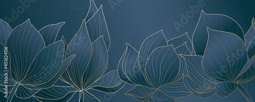 Abstract background with lotus flowers in blue tones for social media banner design.