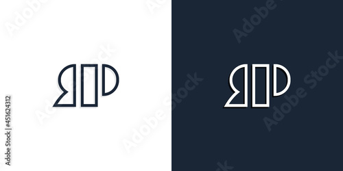 Abstract line art initial letters RP logo.