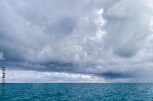 A large rain storm brews in the open waters between Key west and the Dry tortugas seventy miles out in the Gulf of Mexico © Jorge Moro