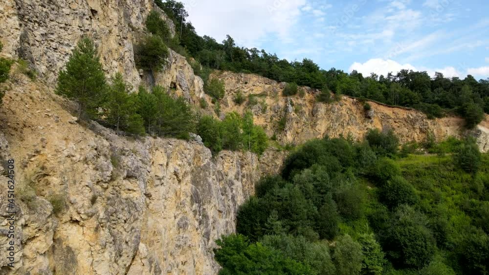 Abandoned lime stone quarry pit, Aerial Drone view in 4k, recultivation / renaturation Abandoned lime stone quarry pit, Aerial Drone view in 4k, recultivation / renaturation