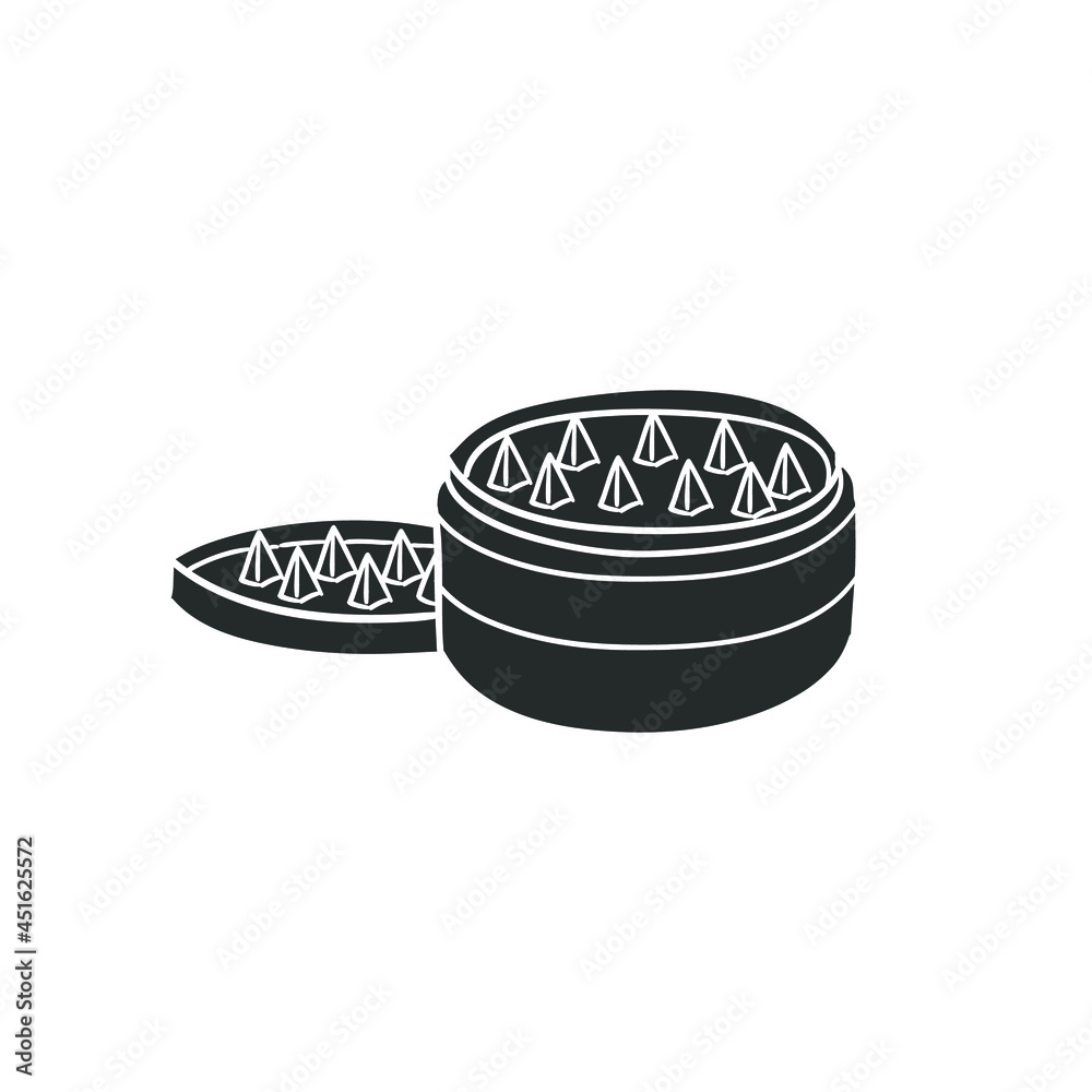 Cannabis Grinder Icon Silhouette Illustration. Marijuana Vector Graphic