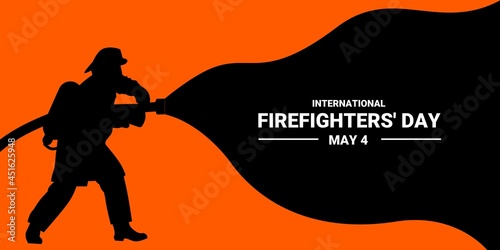 firefighter silhouette vector illustration, as a banner, poster or template for international firefighters day.	