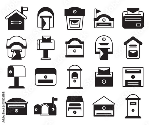 mailbox and postbox icons set vector