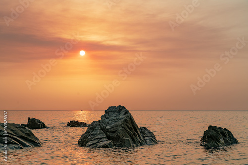 sunset time in Michelino Beach in Parghelia, Calabria