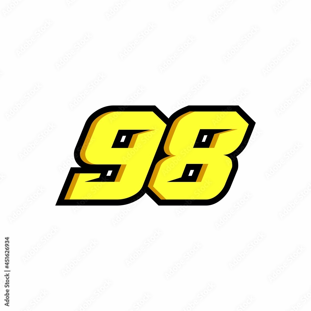 Design number 98 racing logo on white background Design number 98 racing logo on white background