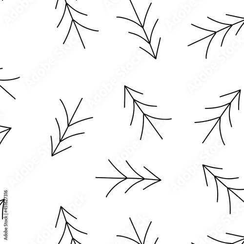 Fototapeta Naklejka Na Ścianę i Meble -  Christmass tree seamless pattern. Tiny trees on white background. Pattern for wrapping paper or textile. Winter wallpaper.Black and white.