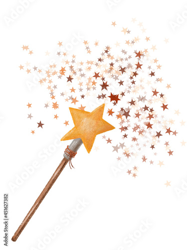 Obraz na płótnie Fairytale magic wand with multicolored stars drawing
